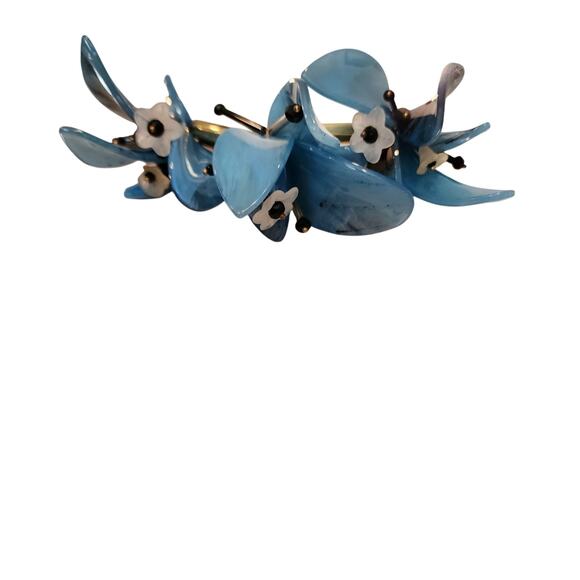 Blue Orchid Floral Statement Necklace – Chunky Movable Petals Adjustable - Picture 14 of 16